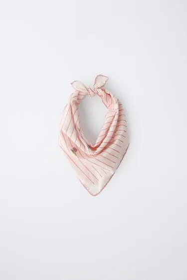 STRIPED AND EMBROIDERED FLORAL BANDANA