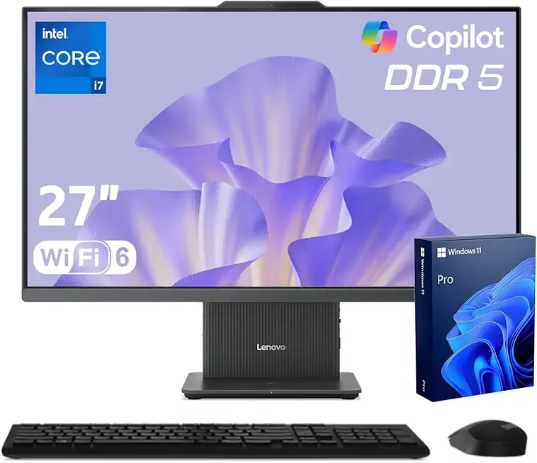 Lenovo IdeaCentre Business Computer All-in-One PC, 27" FHD 100Hz Display, Intel Core i7-13620H, 32GB DDR5, 1TB SSD, Wi-Fi 6, Windows 11 Pro with AI & Microsoft Copilot, Wireless KB & M, Grey