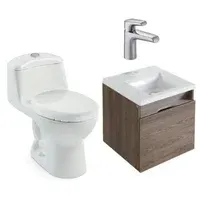 Combo Pontus Vital : Sanitario Smart Redondo Blanco De Una Pieza + Mueble Pontus 60 Cm + Lavamanos Pontus + Grifería Palma Corona