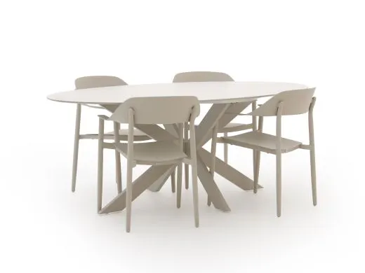 Bellagio Valli/Furato ellips 200cm dining tuinset 5-delig