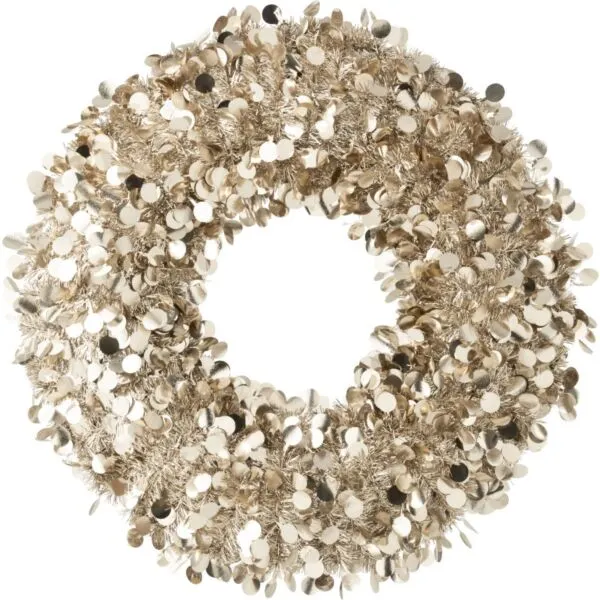 J-Line krans sprankelend polystyreen - greige/zilver - 75 x 7 cm