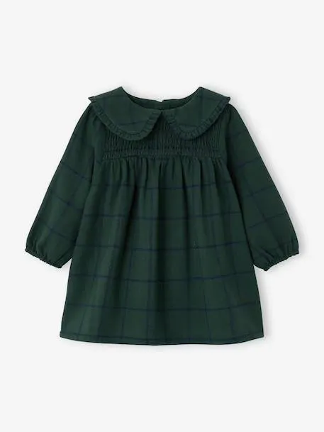 Robe bébé en flanelle vichy - vert
