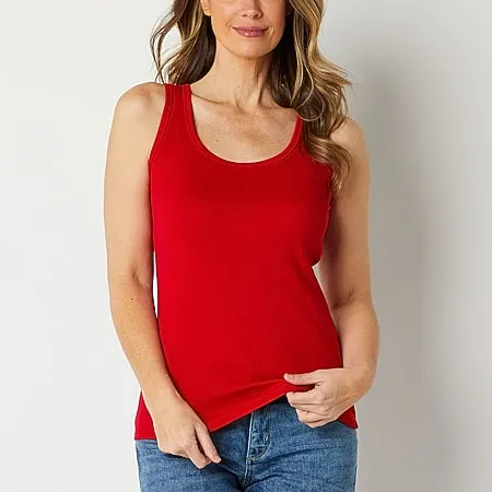 St. John's Bay Womens Scoop Neck Sleeveless Tank Top