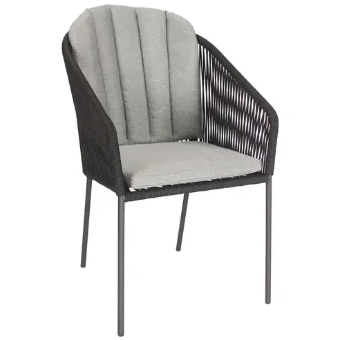 Stuhl - schwarz - Seilgeflecht - mit Sitzkissen