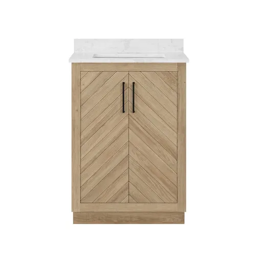 Huckleberry 24 in. W x 19 in. D x 34.5 in. H Bath Vanity in Weathered Tan with Engineered Marble Top