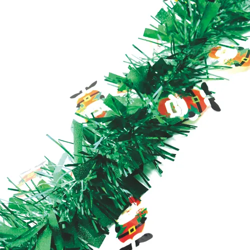 Enchanted Forest® 12' Thick Green Tinsel Christmas Garland with Santa