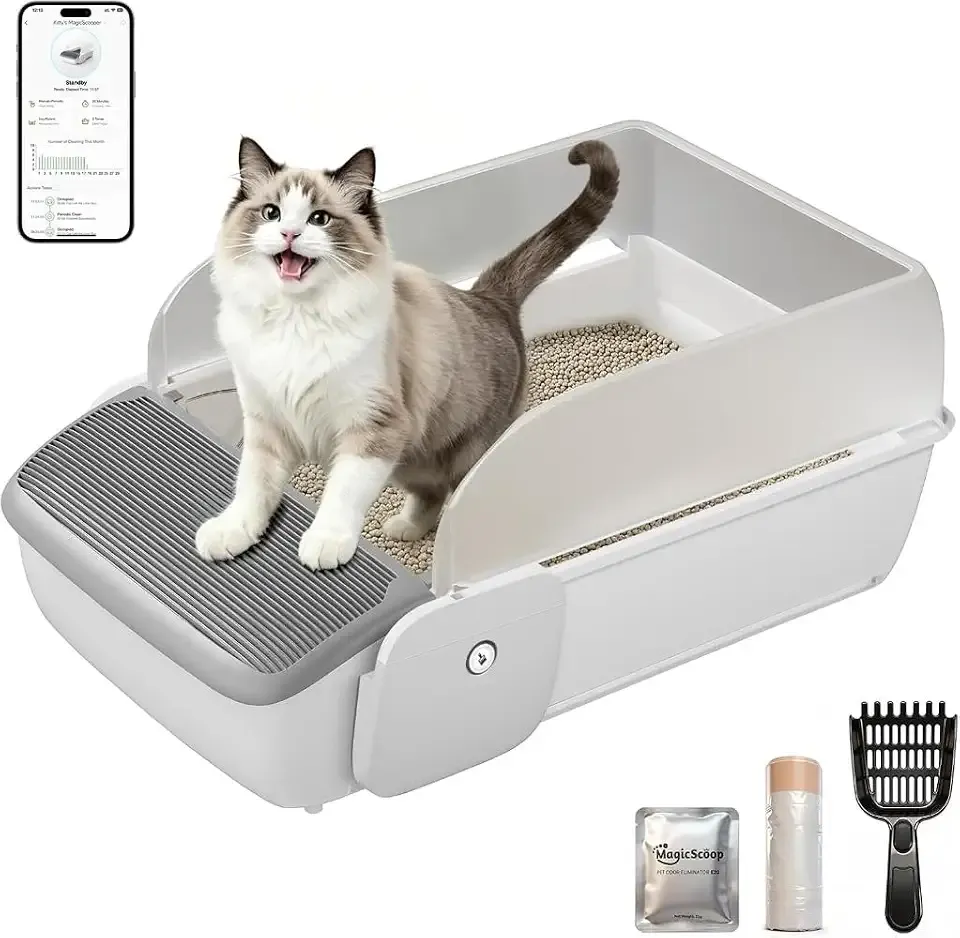 Self Cleaning Automatic Cat Litter Box with App Control, Open Top