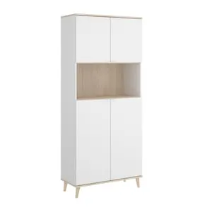 Aparador mueble auxiliar Shaw blanco y roble 79x188,6x40 cm
