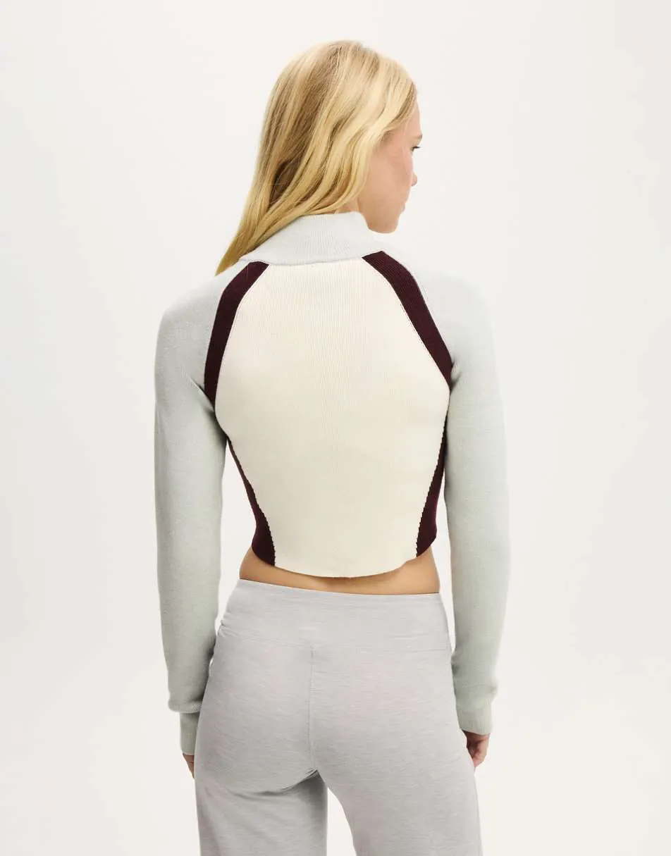 Cotton On Active spliced knit zip through in grey