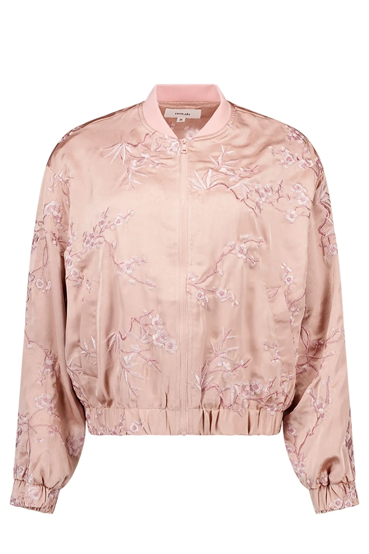 Lichtroze bomberjas met bloemen