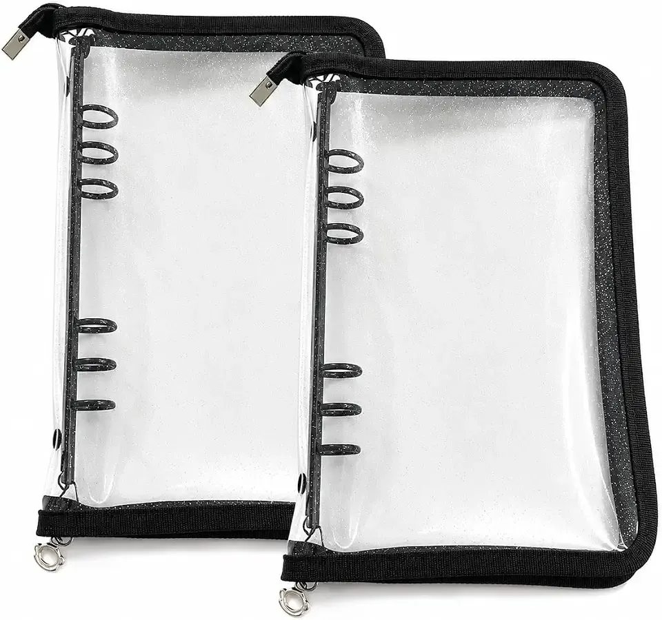2-Pack A5 Sticker Storage Binders, 6-Ring Zipper Albums, Glitter Cove