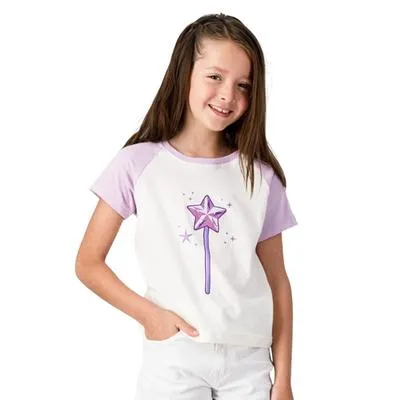 Playera Fantastic Niña Tipo Crop Mangas Raglan