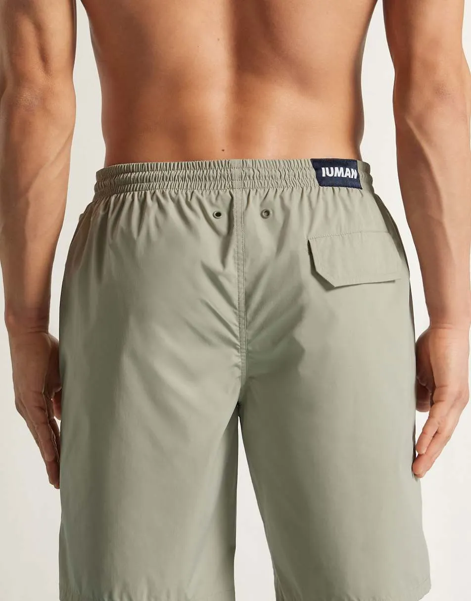 Intimissimi Long solid-colour swim trunks in light sage green