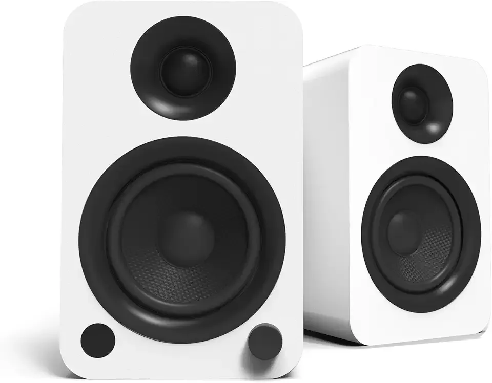 Kanto YUW 140W Powered Speakers with Bluetooth® 4.2 and RCA Input | Features Signal Detection and Auto Stand-by | Remote Included | Pair | Matte White