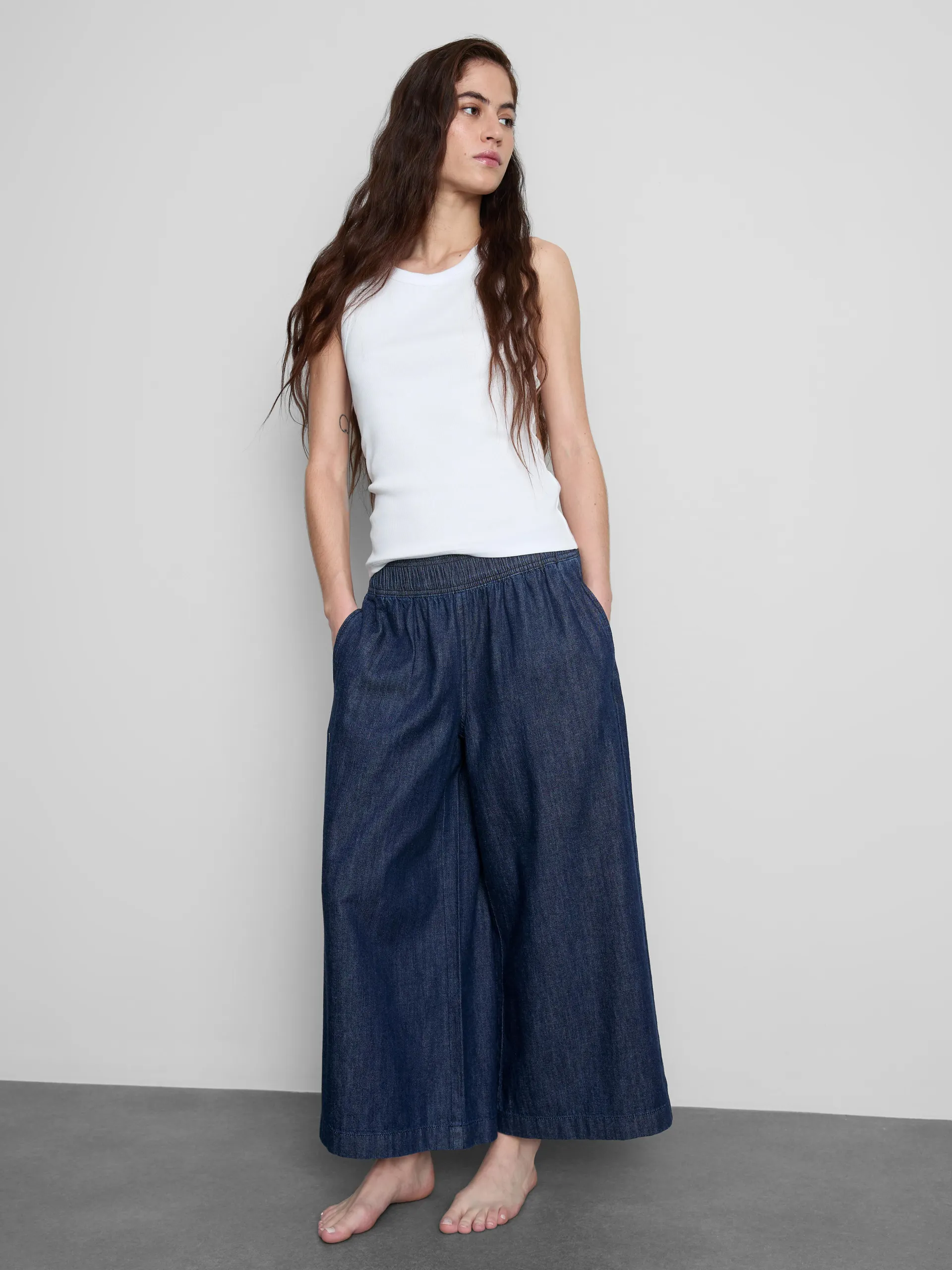 Jupe-culotte en jean large