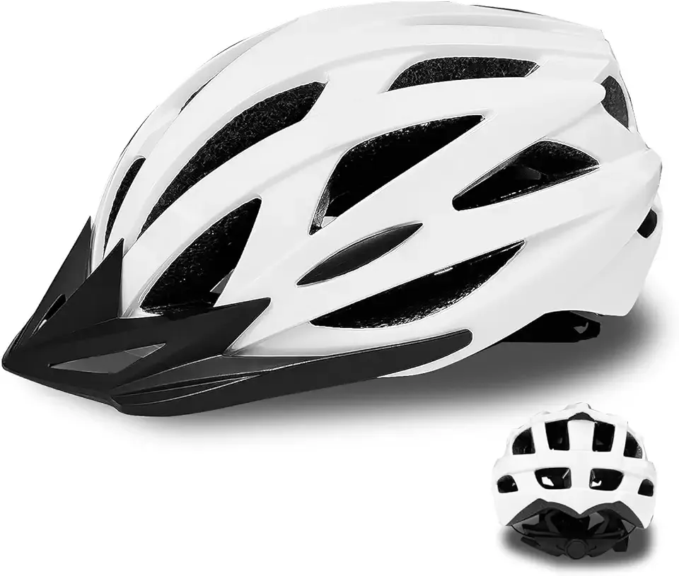 Road Bike Helmet Adult Men & Women, Adjustable Lightweight Design (22-24.5 Inches) - Vented, Removable Visor & Reflective White, for Day and Night Commuting & Sports | CPSC Certified