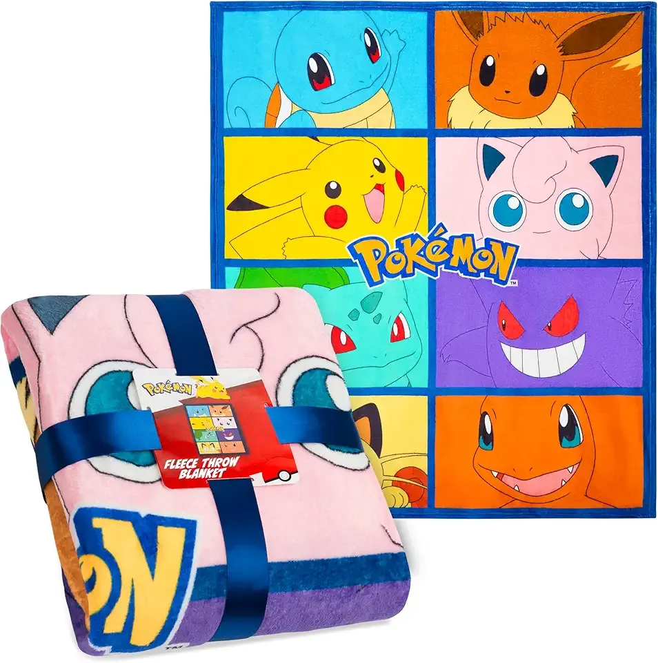 Pokemon Soft Fleece Bed Blanket, Warm Bed Throw 51 x 59 inches for Sofa Bedroom Accessories, Anime Gifts for Kids Teens