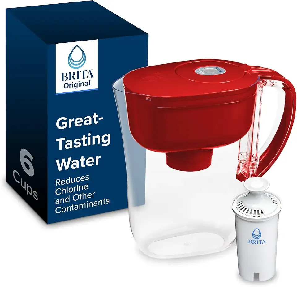 Brita Metro Water Filter Pitcher with SmartLight Change Indicator, BPA-Free, Replaces 1,800 Plastic Water Bottles a Year, Lasts Two Months, Includes 1 Filter, Small - 6-Cup Capacity, Fiery Red