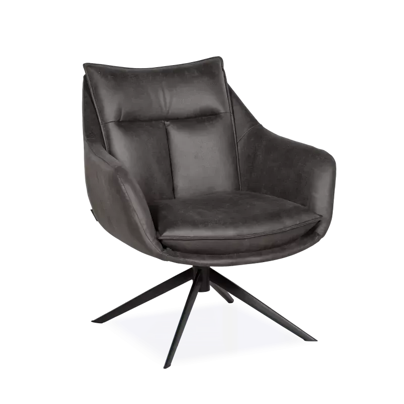 Draaifauteuil Vinz - pocketvering - microleder Oxx Antraciet - OP=OP!