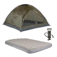 Combo Colchón Doble Sin Bomba 137 X 191 Cm + Carpa Para Camping 4 Personas Nylon Dome Pack Klimber + Bomba de inflar manual polipropileno negro 36 cm