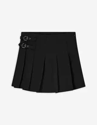 Gonna a pieghe - Twill - nero