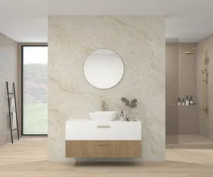 Pack mueble de baño Avantarea CHAMELET blanco - alcatraz 120 cm + lavabo + espejo circular