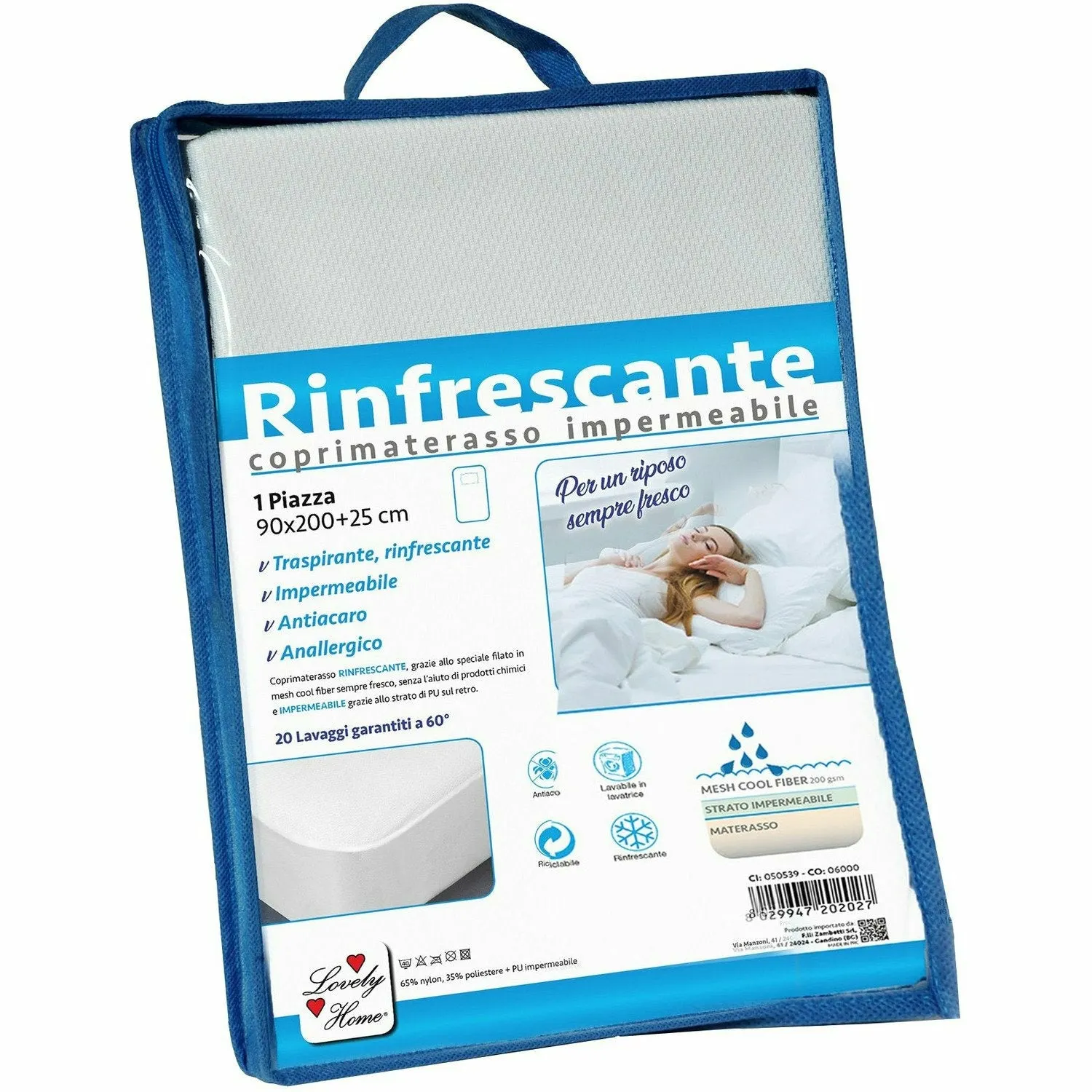 Coprimaterasso impermeabile rinfrescante 1 piazza