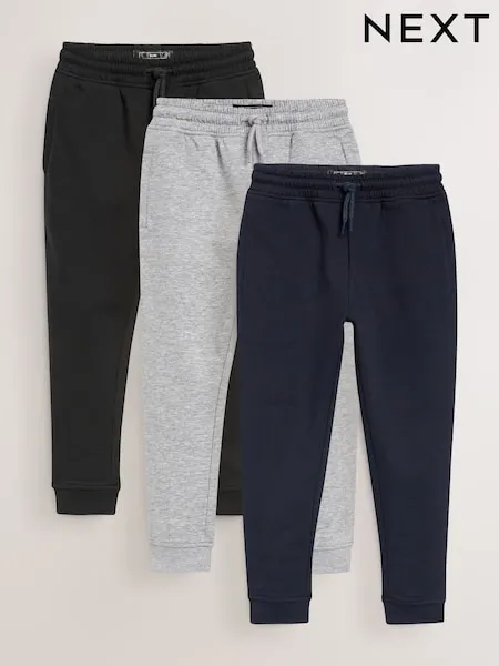 Black/Grey/Navy Slim Fit Joggers 3 Pack (3-16yrs)