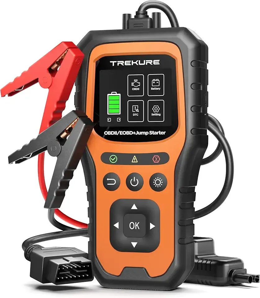 Car Battery Jump Starter with OBD2 Scanner 5000A, Car Battery Jumper Starter Portable (All Gas/10L Diesel), 12V Jump Box Jumper Cables, Code Reader for Check Engine Light, Diagnostic Tool