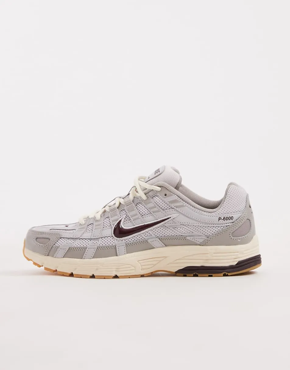 Nike P-6000 trainers in light grey and burgundy