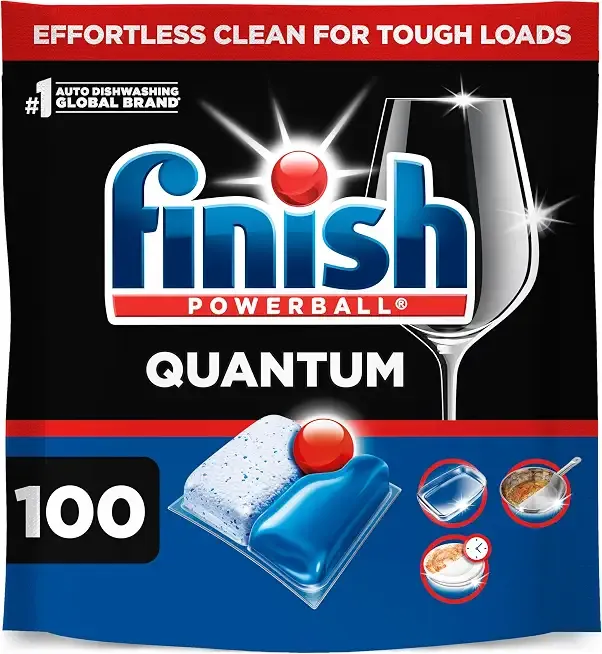 Finish Quantum Dishwasher Pods, No Pre-Rinse Dishwasher Detergent Soap Removes 24HR Dried-On Stain and Grease, Leaving a Virtually Spotless Shine, 100 Count