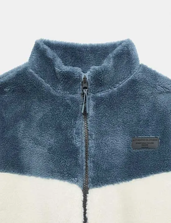 Jacke aus Teddy-Fleece mit Blockfarben (6–16 J.)