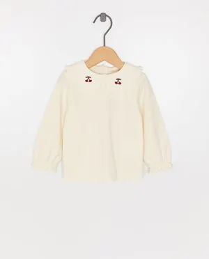Longsleeve met geborduurde kersen, 62-92