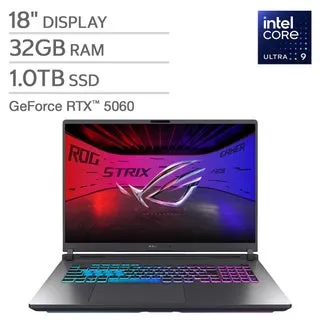 ASUS ROG Strix G18 18" Gaming Laptop - Intel Core Ultra 9 290HX PLUS - NVIDIA® GeForce RTX 5060, 2.5K 300Hz/3ms ROG Nebula Display - 32GB RAM, 1TB SSD - Windows 11 Home