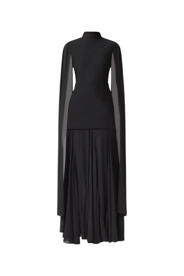 Odelia Cape Sleeve Gown - Sort
