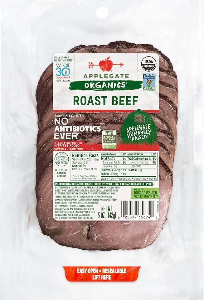 Applegate, Organic Roast Beef Sliced, 5oz