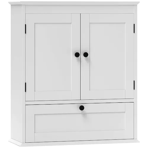 HOMCOM Rectangular 21.7-inch Wall-Mounted Medicine Cabinet with Recessed Panels in White