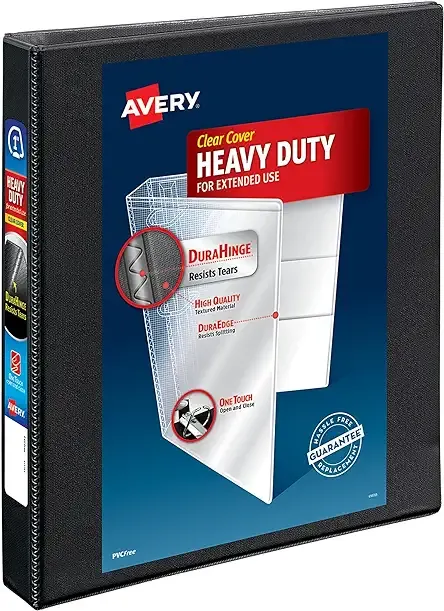 Avery® Heavy-Duty View 3 Ring Binder, 1" Slant Rings, 1 Black Binder