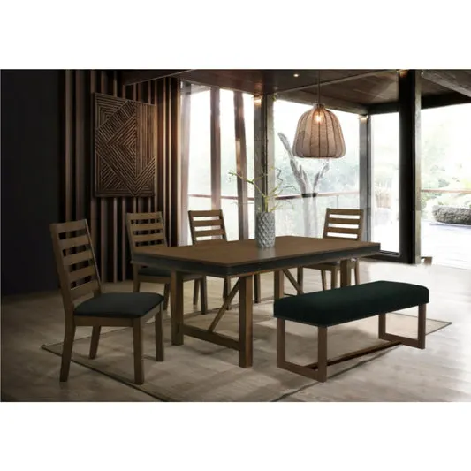 Midnight (6-Piece) Dining Table Set with Bench by Best Home - Brown/Black