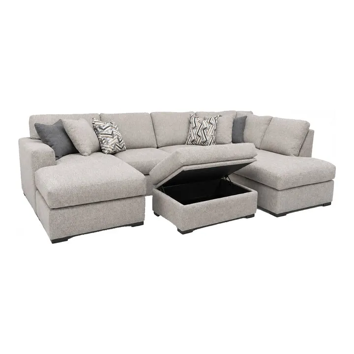 Hazel Sectional & Storage Ottoman in Taupe