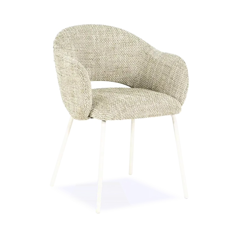 Armstoel Story – stof Tofa Green– open rug – poot beige