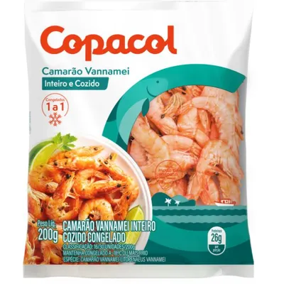 camarão vannamei copacol inteiro e cozido 200g