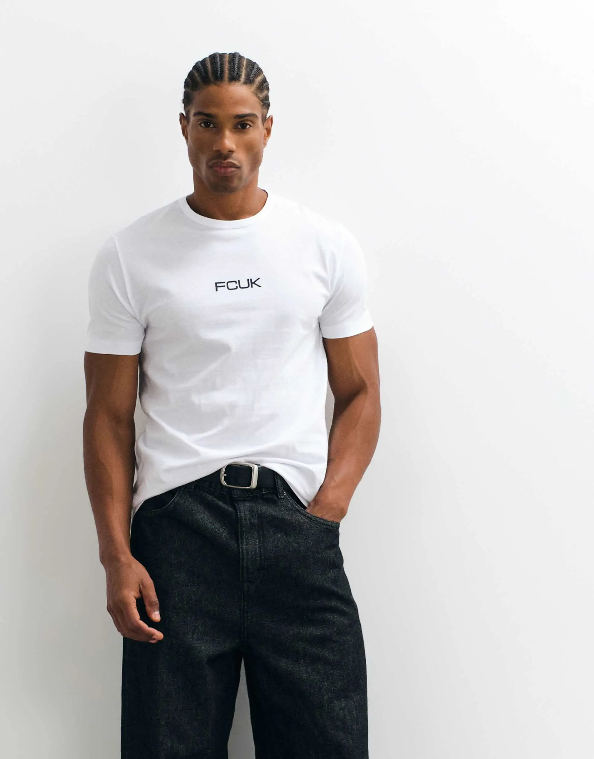 French Connection FCUK logo t-shirt in white