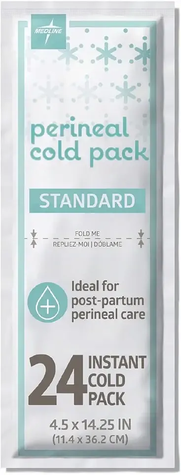 Medline Perineal Cold Packs for Postpartum Care (24 Count) Each Absorbent Pad is 4.5" x 14.25" Perfect for your After Delivery Postpartum Essentials Kit