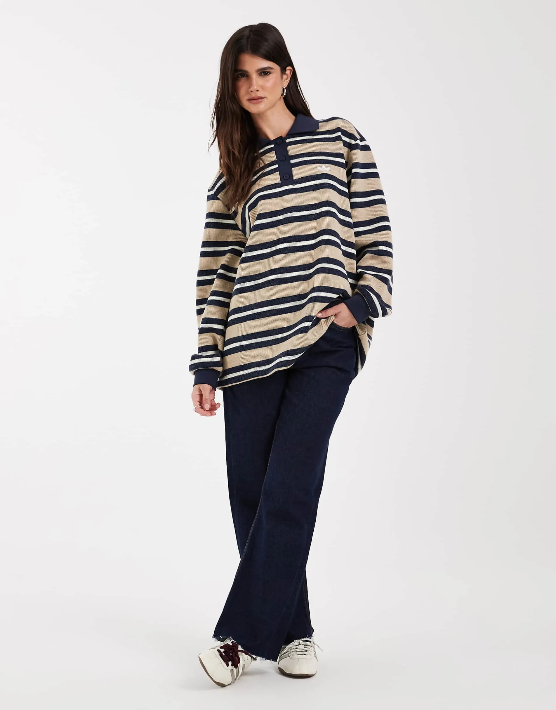 adidas Originals rugby polo top in navy