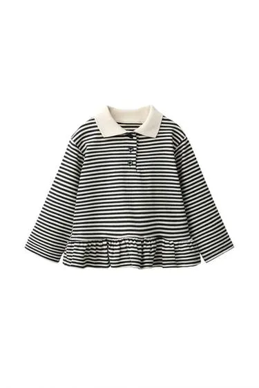 STRIPED PEPLUM POLO SHIRT