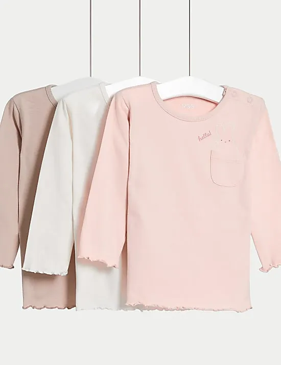 3 Pack Pure Cotton Bunny Tops (0-3 Yrs)