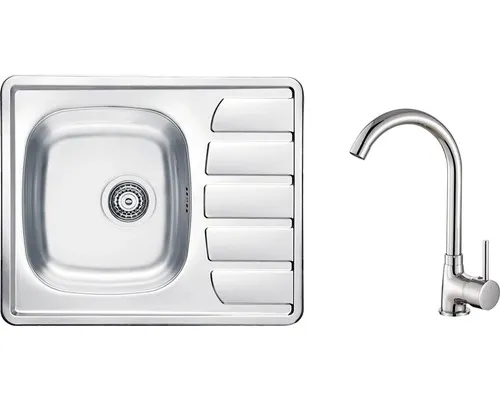 Nerezový dřez s baterií ALVEUS Zoom 10 Natur 615x500x0,6 mm + baterie Karina SETA267