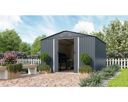 Plechový zahradní domek PERGART Dresden II 1012 291 x 365 cm břidlicově šedý