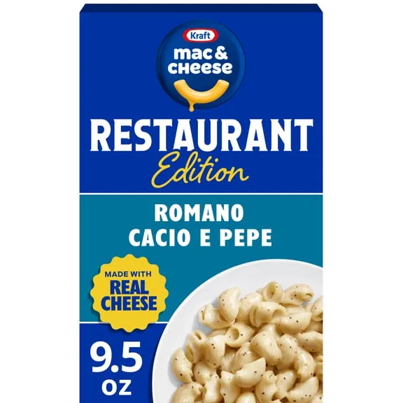 Kraft Mac and Cheese Restaurant Edition Macaroni and Cheese, 1 Box, for Easy Mealtime Solutions, Romano Cacio e Pepe Flavored, Made with Real Cheese, 9.5 oz $2.97 31.3 ¢/oz